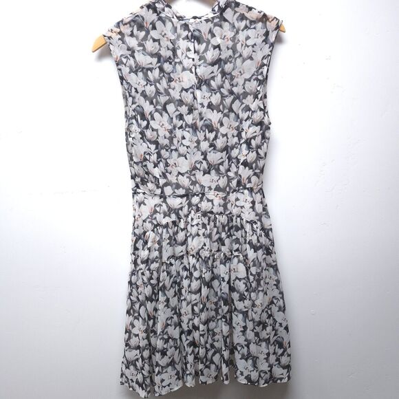AllSaints Victoria Magnolia Silk Dress Sz 2 Floral Sleeveless A-Line Flowy EU 34 - Picture 3 of 11